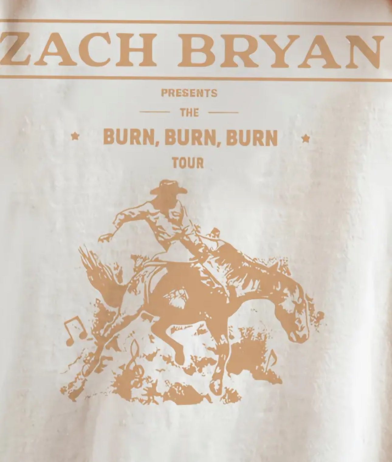 Zach Bryan Horse Riding & Letter Print T-Shirt Cream Graphic T-Shirt