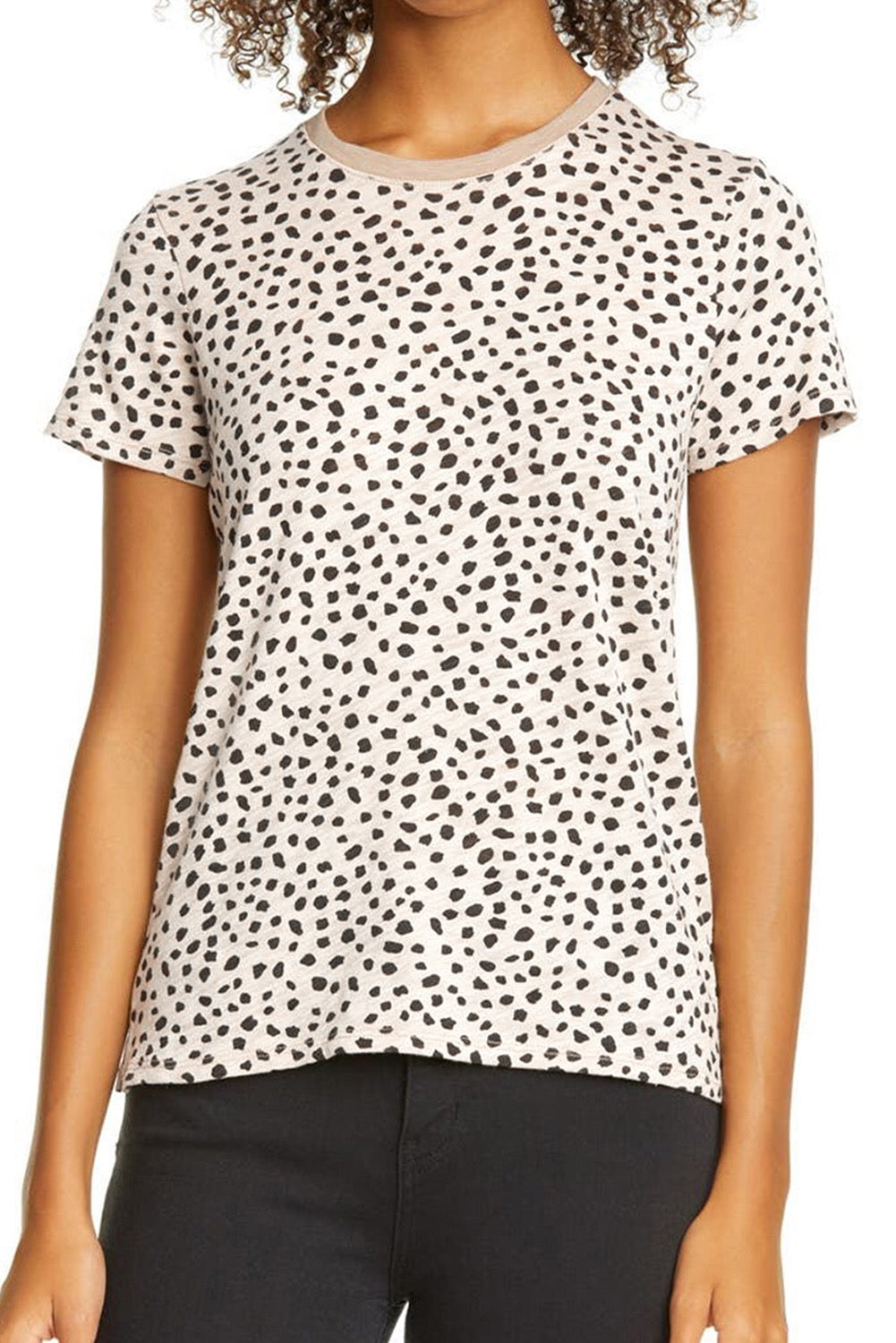 Apricot Leopard Print Crew Neck Short Sleeve T-Shirt