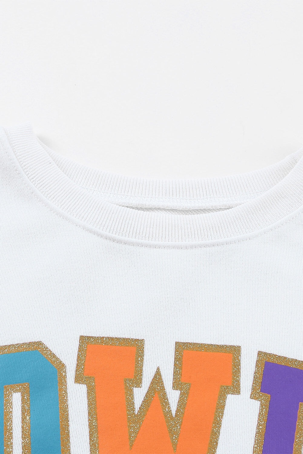 White HOWDY Letter Color Block Print Oversized Sweatshirt