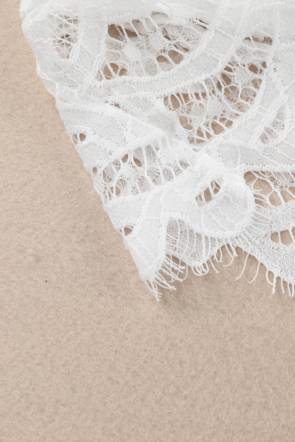 White Floral Mesh Lace Crochet White Strap V Neck Bralette