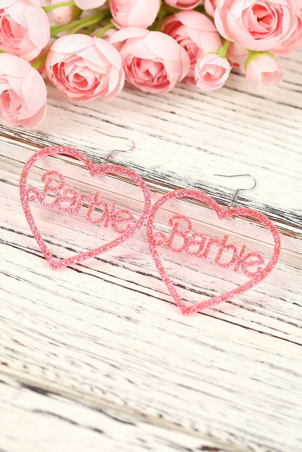 Pink Barbie Heart Dangle Valentine’s Earrings