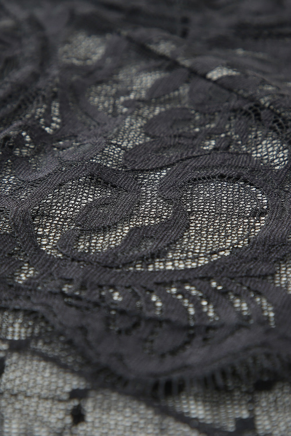 Black Long Sleeve Mesh Lace Bralette Bodysuit